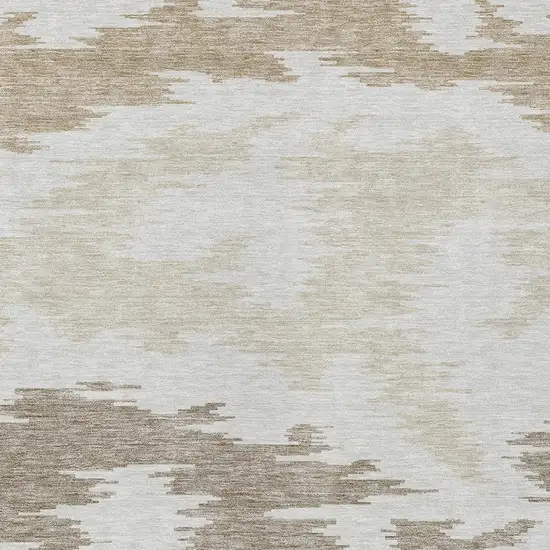 Ivory Beige And Brown Abstract Washable Indoor Outdoor Area Rug Photo 4