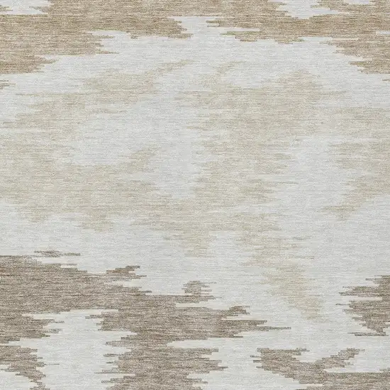 Ivory Beige And Brown Abstract Washable Indoor Outdoor Area Rug Photo 4