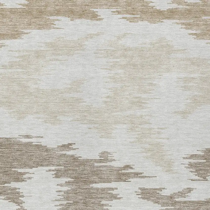 Ivory Beige And Brown Abstract Washable Indoor Outdoor Area Rug Photo 4