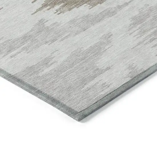Ivory Beige And Brown Abstract Washable Indoor Outdoor Area Rug Photo 5