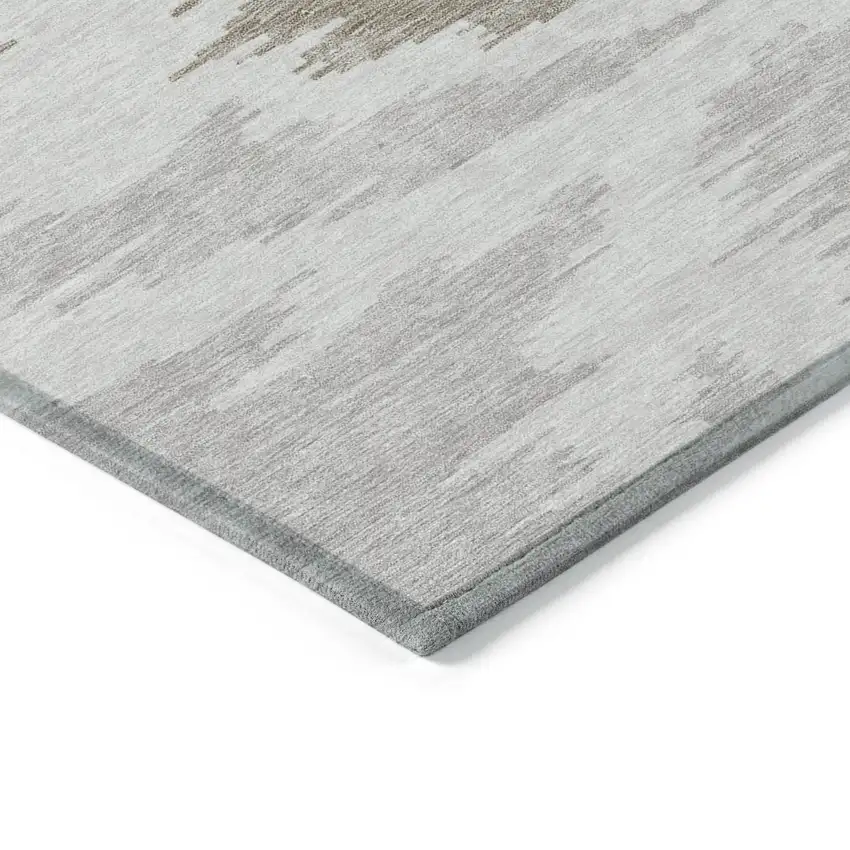 Ivory Beige And Brown Abstract Washable Indoor Outdoor Area Rug Photo 3
