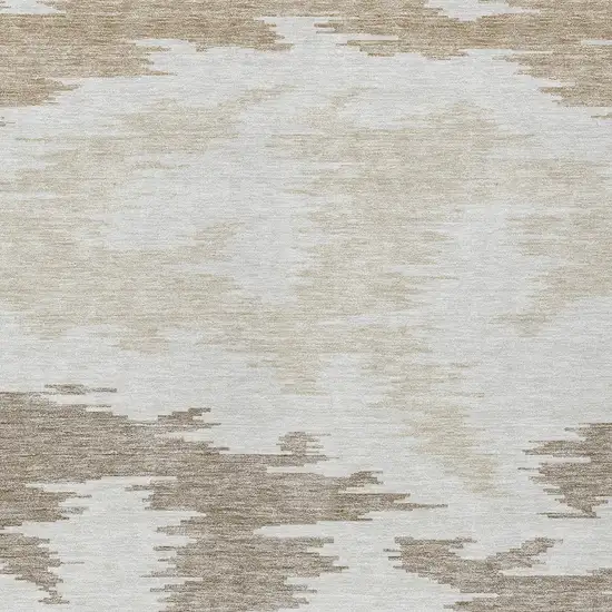 Ivory Beige And Brown Abstract Washable Indoor Outdoor Area Rug Photo 4