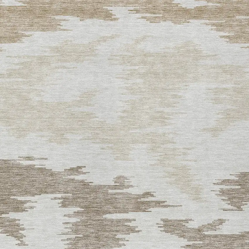 Ivory Beige And Brown Abstract Washable Indoor Outdoor Area Rug Photo 4