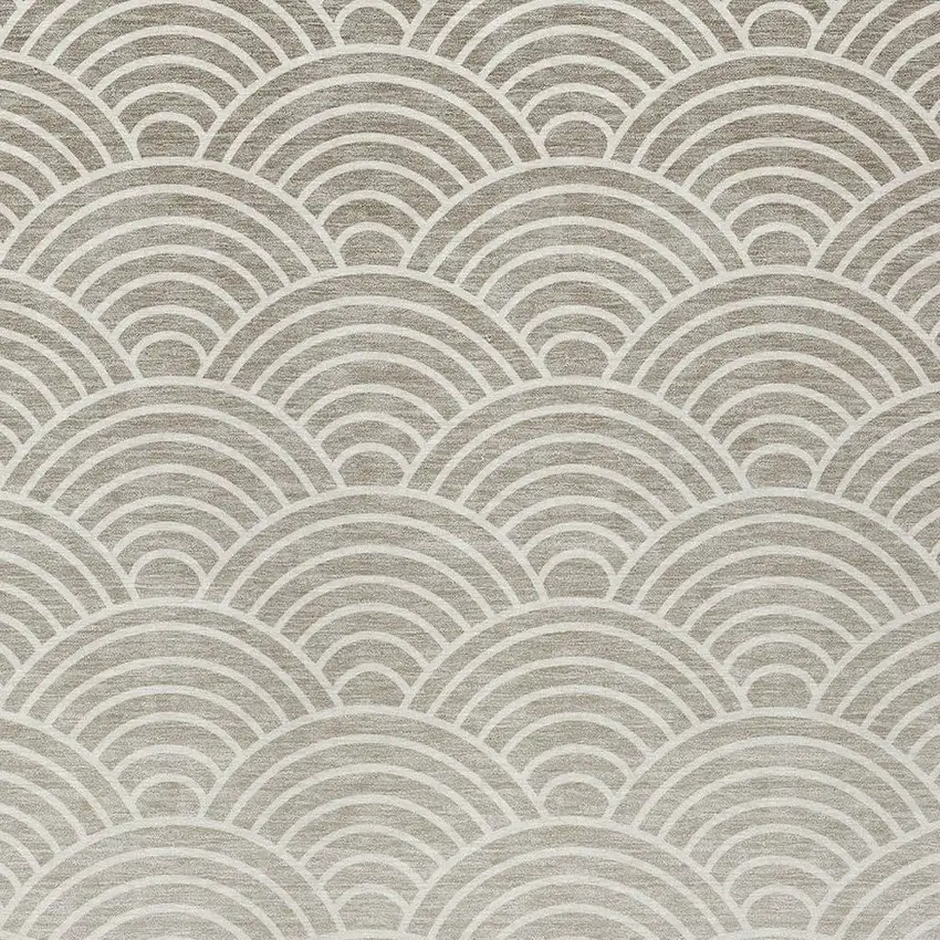 Ivory Beige And Brown Geometric Washable Indoor Outdoor Area Rug Photo 2