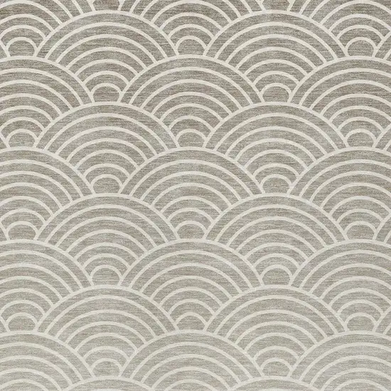 Ivory Beige And Brown Geometric Washable Indoor Outdoor Area Rug Photo 2