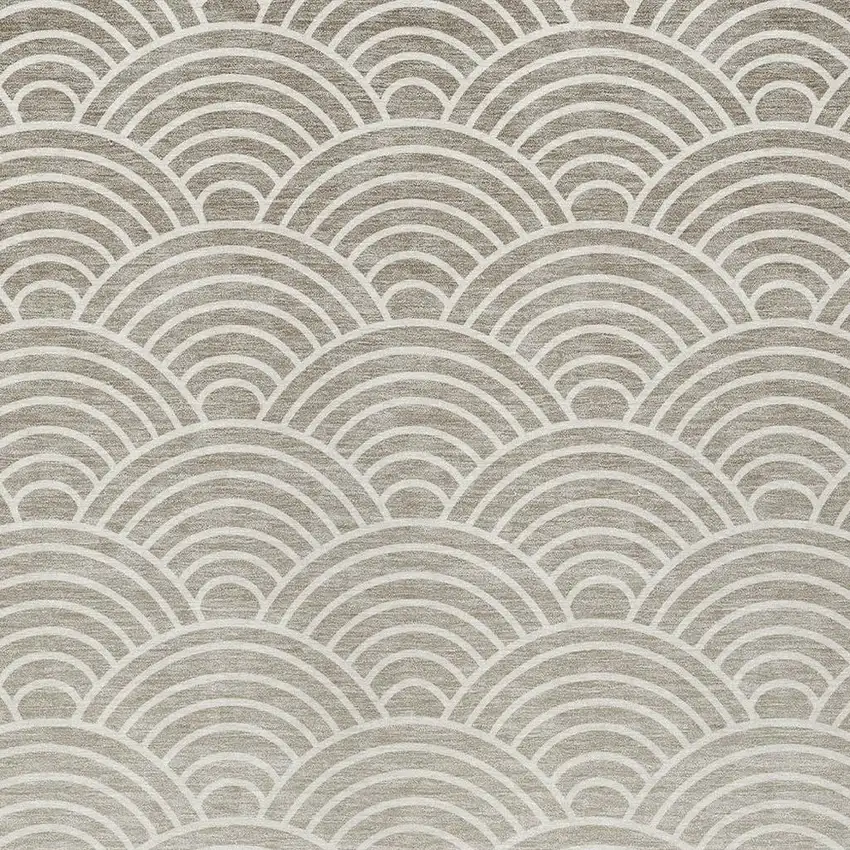 Ivory Beige And Brown Geometric Washable Indoor Outdoor Area Rug Photo 2