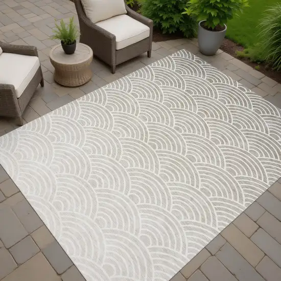 Ivory Beige And Brown Geometric Washable Indoor Outdoor Area Rug Photo 7