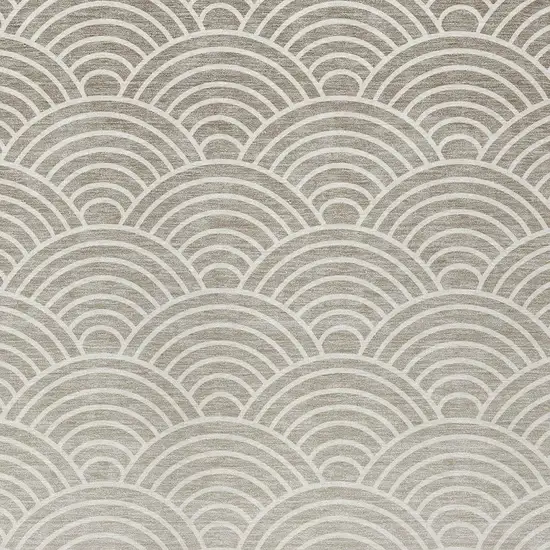 Ivory Beige And Brown Geometric Washable Indoor Outdoor Area Rug Photo 2