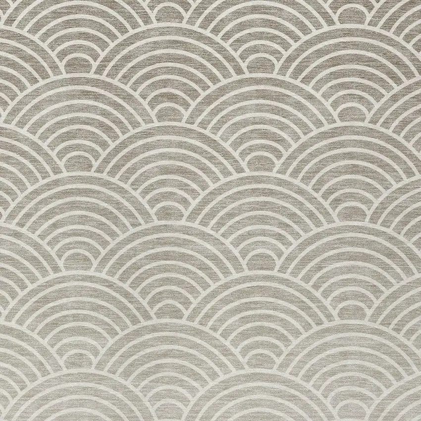 Ivory Beige And Brown Geometric Washable Indoor Outdoor Area Rug Photo 2