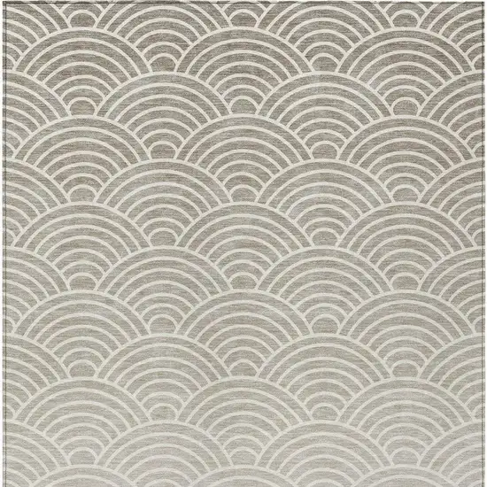 Ivory Beige And Brown Geometric Washable Indoor Outdoor Area Rug Photo 3