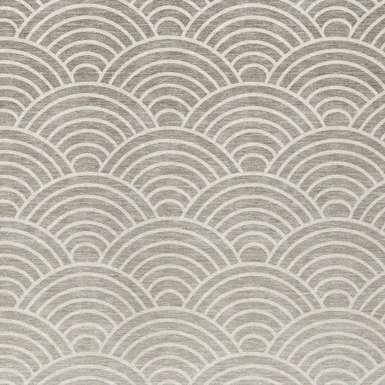 Ivory Beige And Brown Geometric Washable Indoor Outdoor Area Rug Photo 2