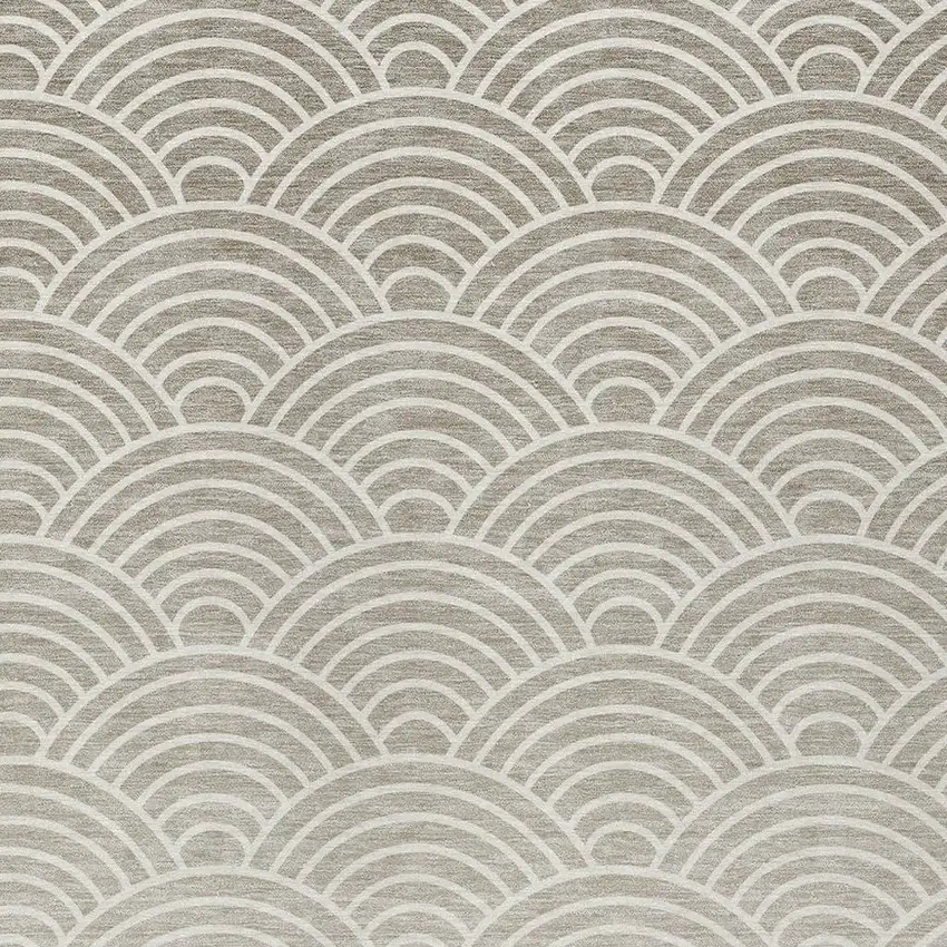 Ivory Beige And Brown Geometric Washable Indoor Outdoor Area Rug Photo 2