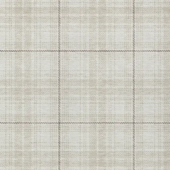 Ivory Beige And Brown Plaid Washable Indoor Outdoor Area Rug Photo 5