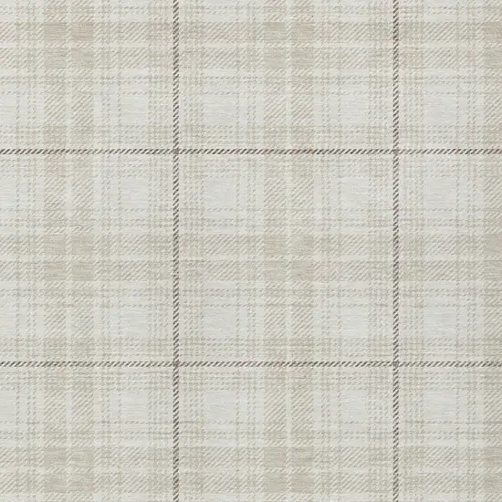 Ivory Beige And Brown Plaid Washable Indoor Outdoor Area Rug Photo 5