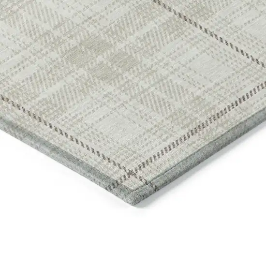 Ivory Beige And Brown Plaid Washable Indoor Outdoor Area Rug Photo 4