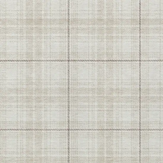 Ivory Beige And Brown Plaid Washable Indoor Outdoor Area Rug Photo 5