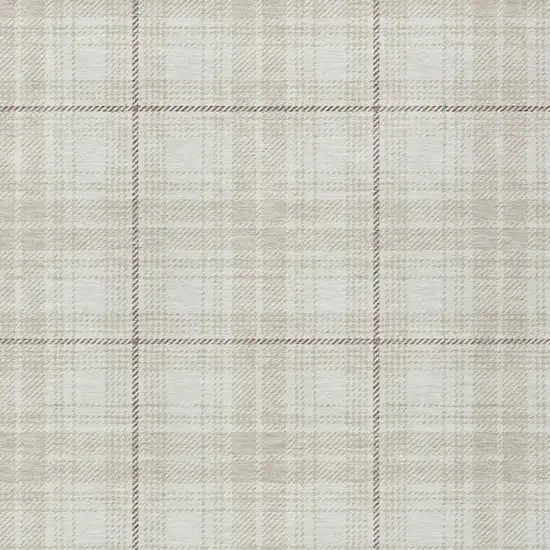 Ivory Beige And Brown Plaid Washable Indoor Outdoor Area Rug Photo 5