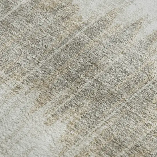 Ivory Beige And Brown Striped Washable Area Rug With UV Protection Photo 3