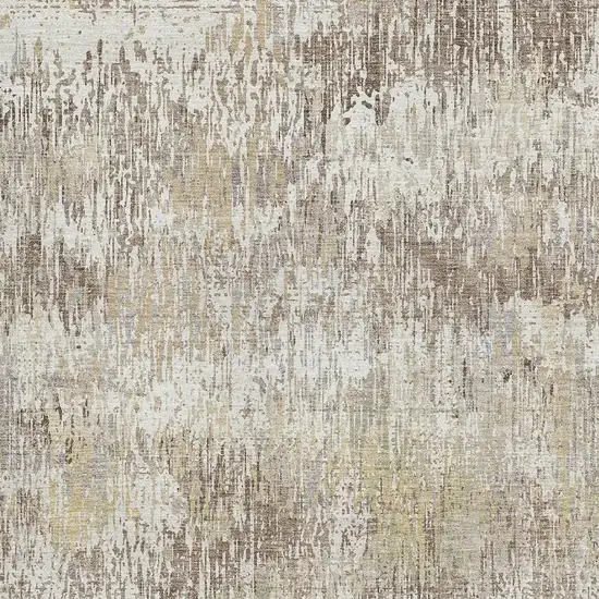 Ivory Beige And Brown Striped Washable Area Rug With UV Protection Photo 4