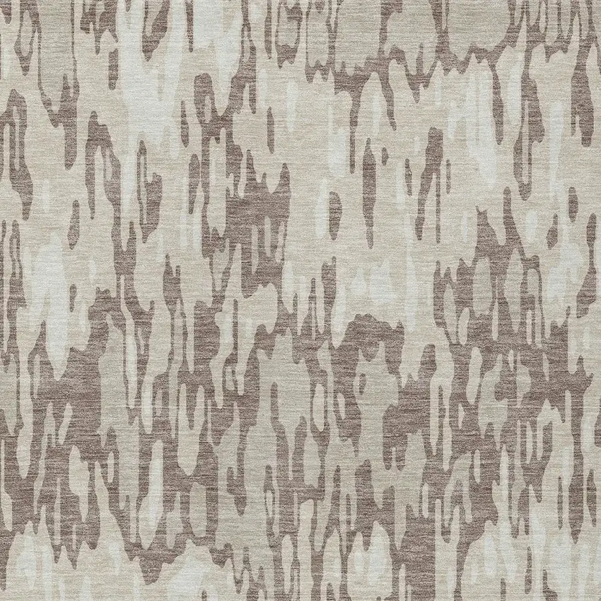 Ivory Beige And Brown Striped Washable Indoor Outdoor Area Rug Photo 5