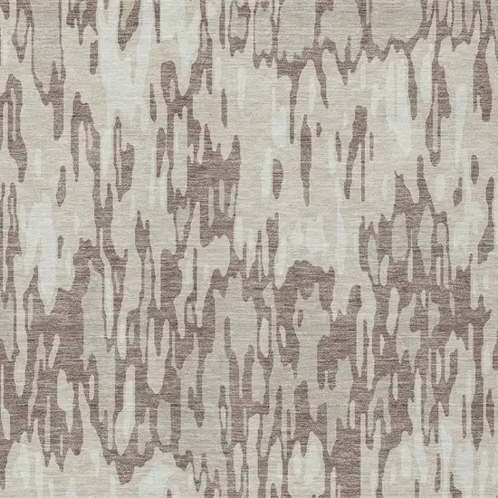 Ivory Beige And Brown Striped Washable Indoor Outdoor Area Rug Photo 5