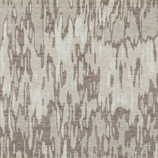 Ivory Beige And Brown Striped Washable Indoor Outdoor Area Rug Photo 5