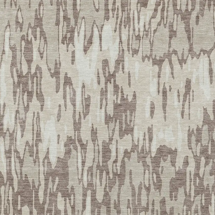 Ivory Beige And Brown Striped Washable Indoor Outdoor Area Rug Photo 5