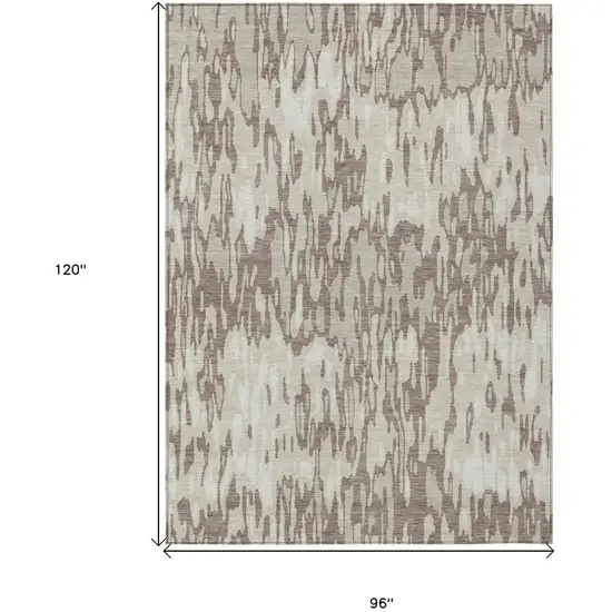 Ivory Beige And Brown Striped Washable Indoor Outdoor Area Rug Photo 3