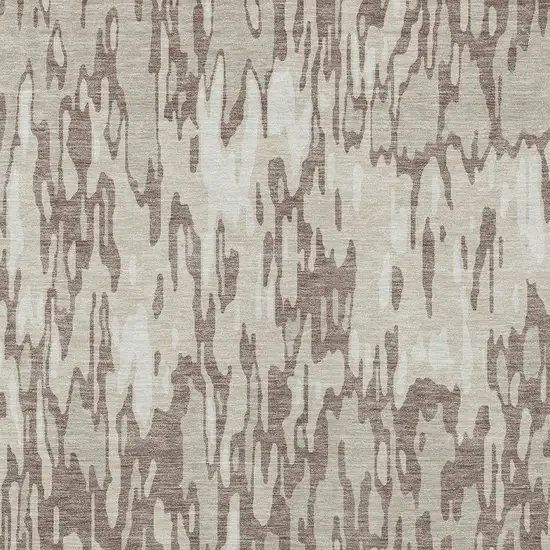 Ivory Beige And Brown Striped Washable Indoor Outdoor Area Rug Photo 5