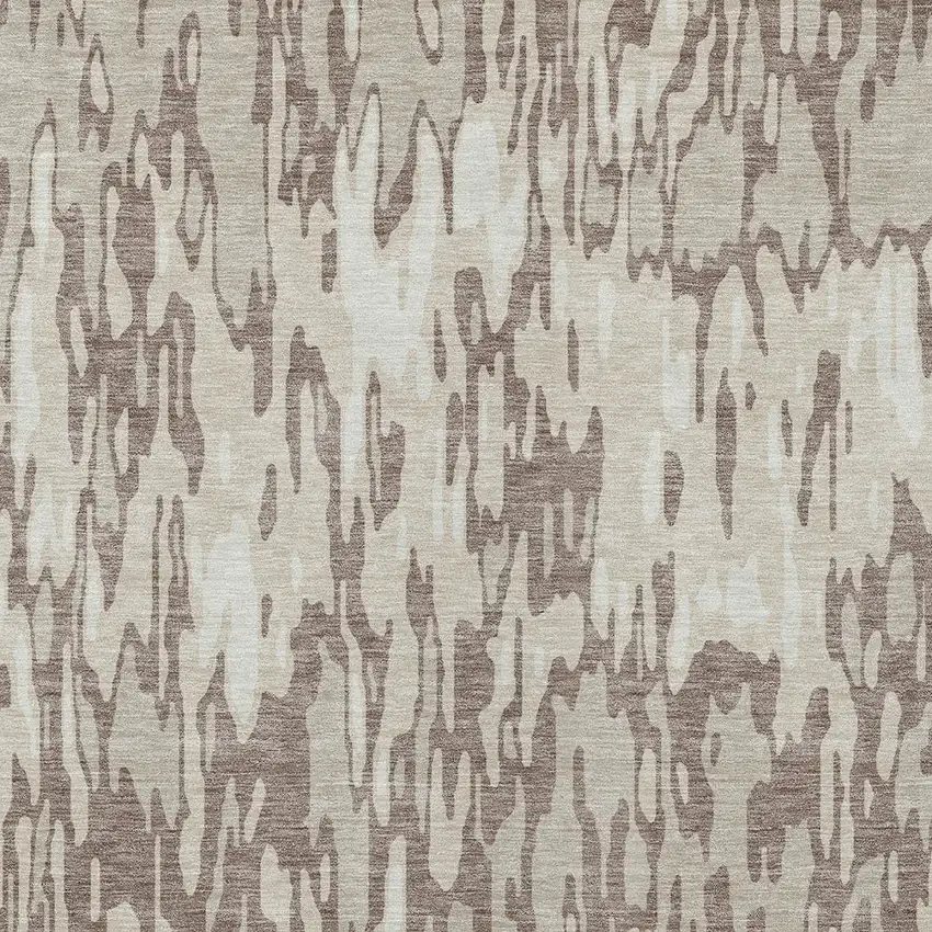 Ivory Beige And Brown Striped Washable Indoor Outdoor Area Rug Photo 5