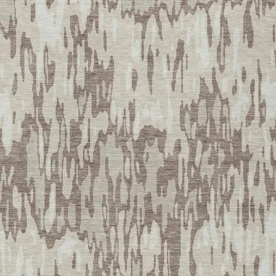 Ivory Beige And Brown Striped Washable Indoor Outdoor Area Rug Photo 5