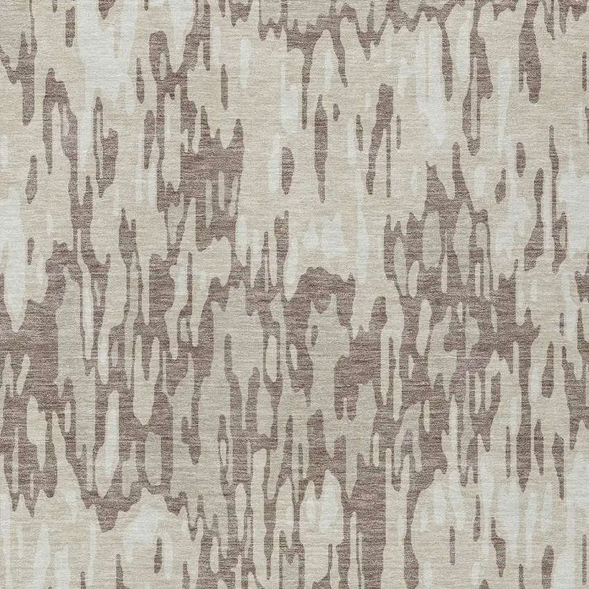 Ivory Beige And Brown Striped Washable Indoor Outdoor Area Rug Photo 5