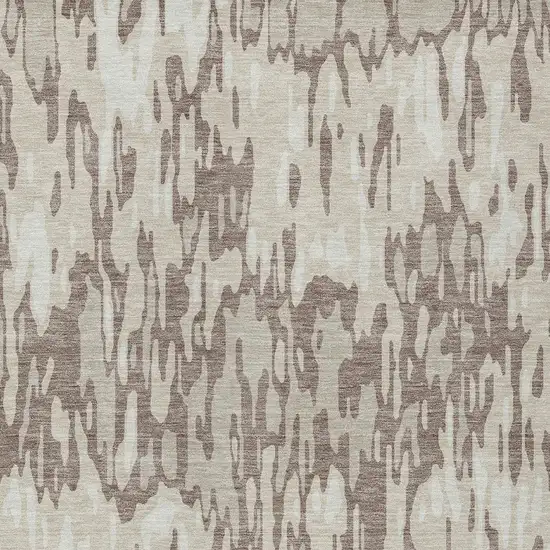 Ivory Beige And Brown Striped Washable Indoor Outdoor Area Rug Photo 5