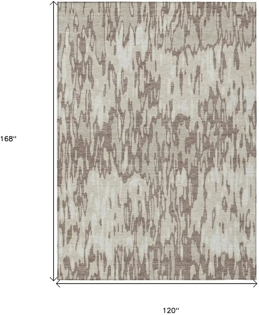 Ivory Beige And Brown Striped Washable Indoor Outdoor Area Rug Photo 3