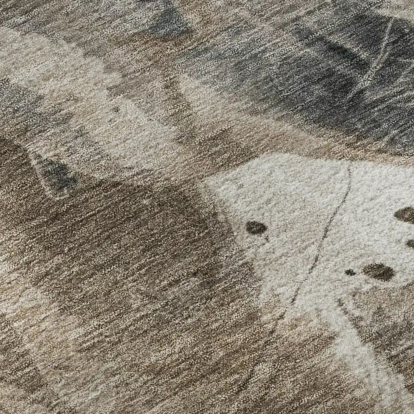 Ivory Beige And Charcoal Animal Print Washable Area Rug With UV Protection Photo 2