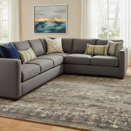 Ivory Beige And Charcoal Animal Print Washable Area Rug With UV Protection Photo 2