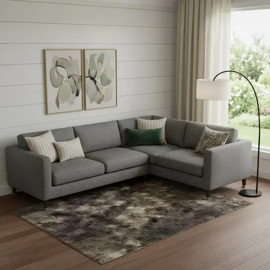 Ivory Beige And Charcoal Animal Print Washable Area Rug With UV Protection Photo 2