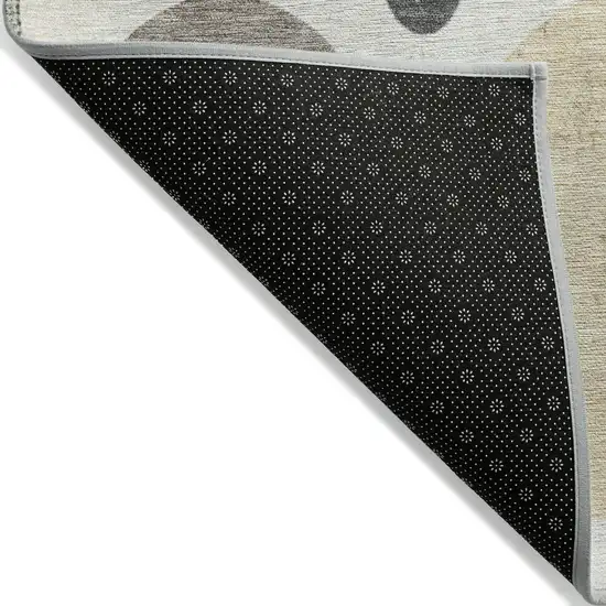 Ivory Beige And Charcoal Geometric Washable Indoor Outdoor Area Rug Photo 5