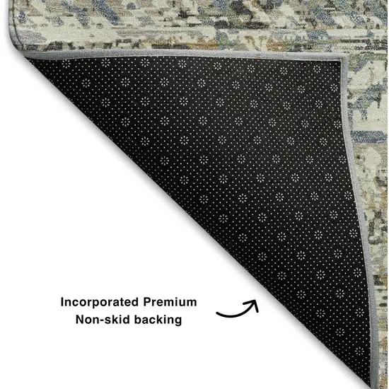 Ivory Beige And Charcoal Moroccan Washable Area Rug With UV Protection Photo 7