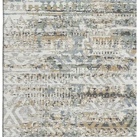 Ivory Beige And Charcoal Moroccan Washable Area Rug With UV Protection Photo 3