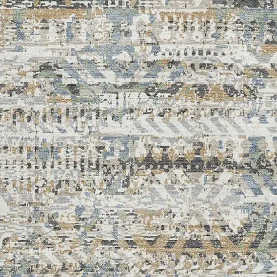 Ivory Beige And Charcoal Moroccan Washable Area Rug With UV Protection Photo 3