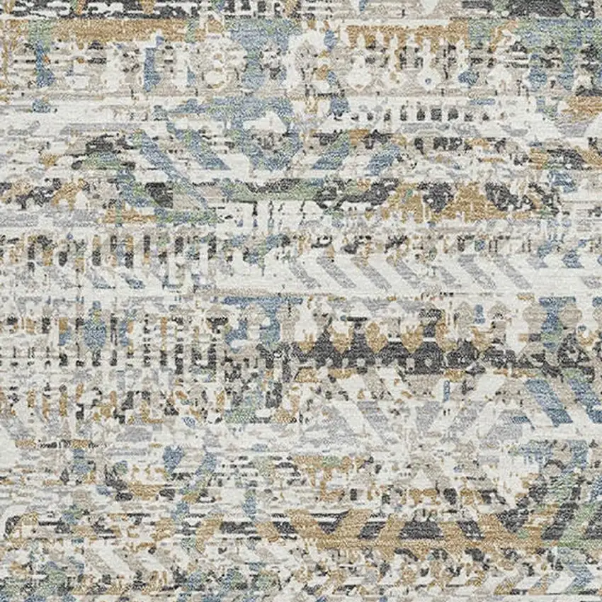 Ivory Beige And Charcoal Moroccan Washable Area Rug With UV Protection Photo 3