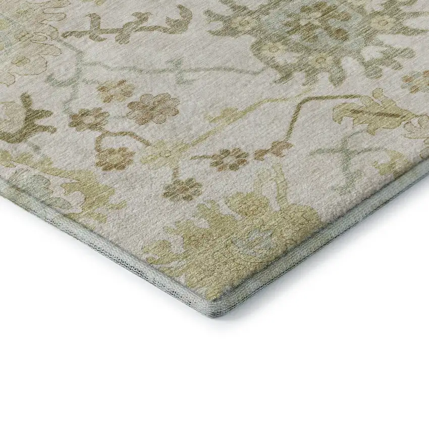 Ivory Beige And Copper Floral Medallion Washable Area Rug With UV Protection Photo 7