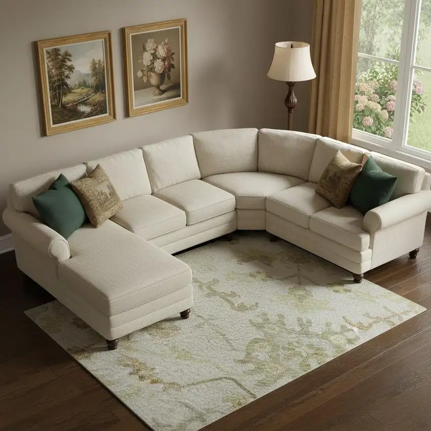 Ivory Beige And Copper Floral Medallion Washable Area Rug With UV Protection Photo 2