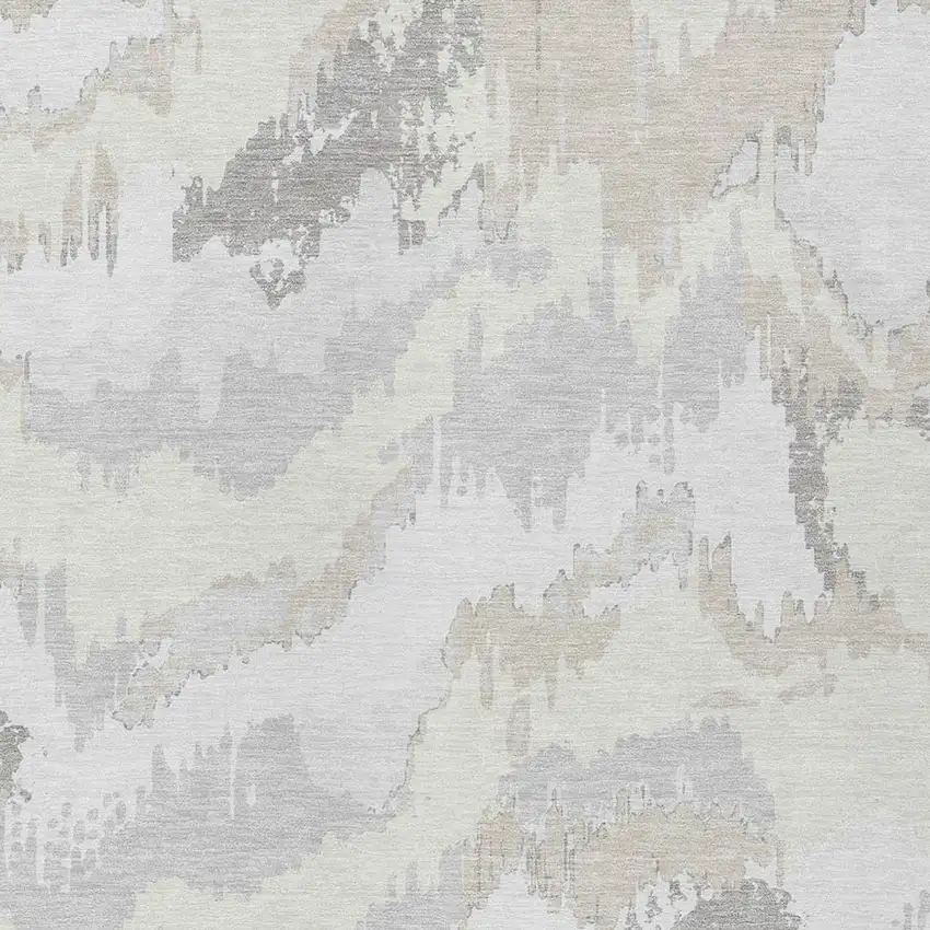 Ivory Beige And Cream Abstract Washable Indoor Outdoor Area Rug Photo 6