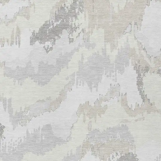 Ivory Beige And Cream Abstract Washable Indoor Outdoor Area Rug Photo 6