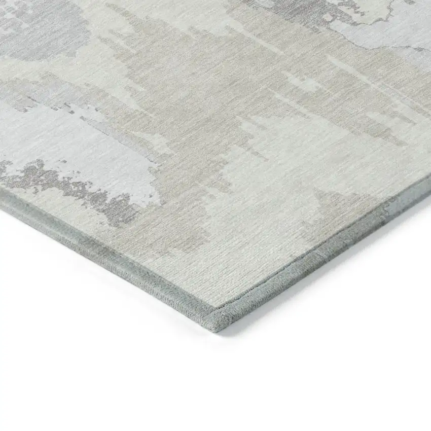 Ivory Beige And Cream Abstract Washable Indoor Outdoor Area Rug Photo 5