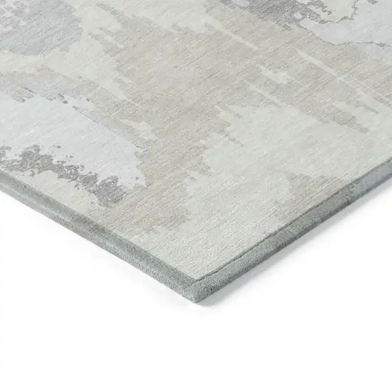 Ivory Beige And Cream Abstract Washable Indoor Outdoor Area Rug Photo 5