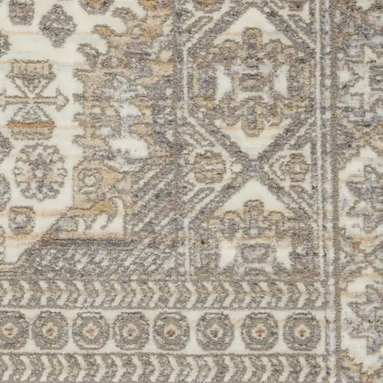 Ivory Beige And Cream Floral Area Rug With Fringe Photo 4
