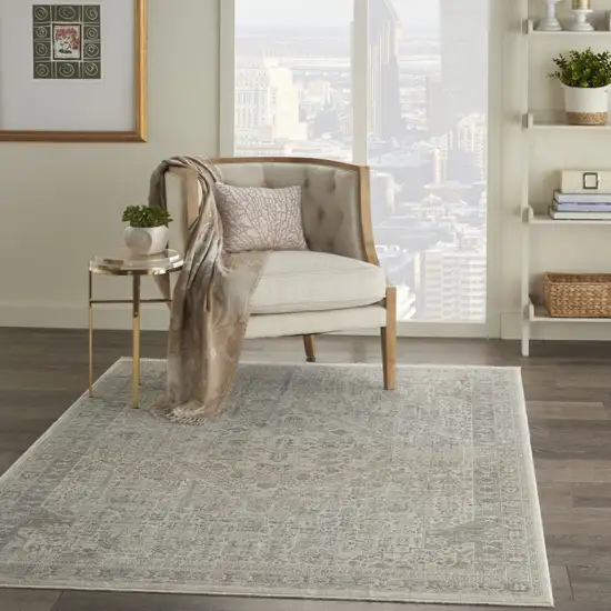 Ivory Beige And Cream Floral Non Skid Area Rug With Fringe Photo 6